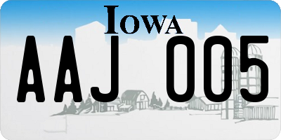 IA license plate AAJ005