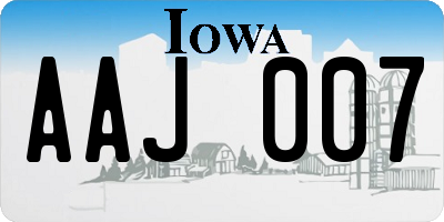 IA license plate AAJ007