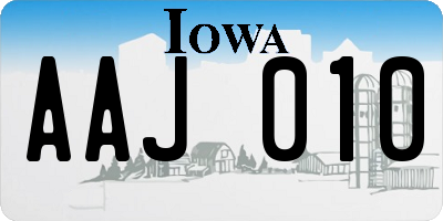 IA license plate AAJ010