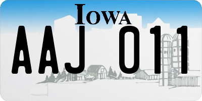 IA license plate AAJ011