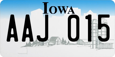 IA license plate AAJ015