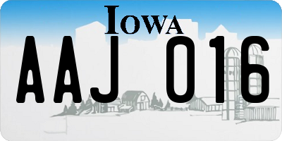 IA license plate AAJ016