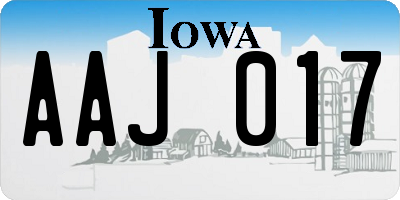 IA license plate AAJ017