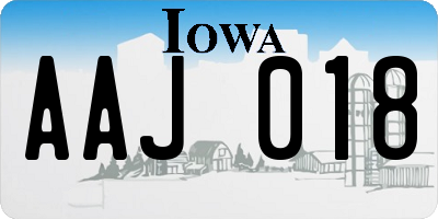 IA license plate AAJ018