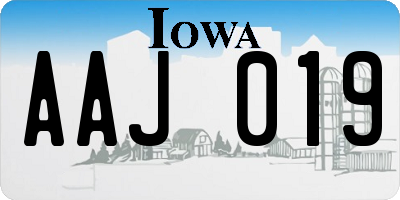 IA license plate AAJ019