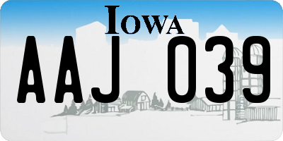 IA license plate AAJ039