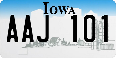 IA license plate AAJ101