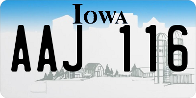 IA license plate AAJ116