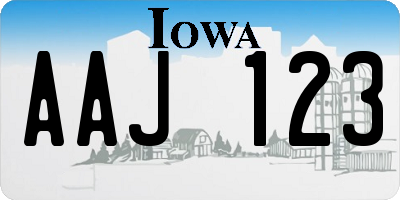 IA license plate AAJ123