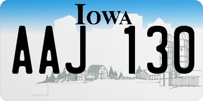 IA license plate AAJ130