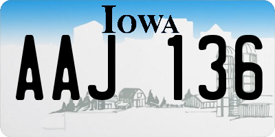 IA license plate AAJ136