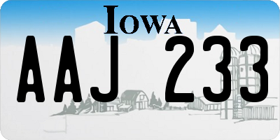 IA license plate AAJ233