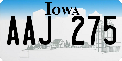 IA license plate AAJ275