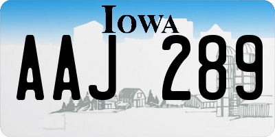 IA license plate AAJ289