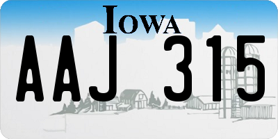 IA license plate AAJ315