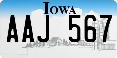 IA license plate AAJ567