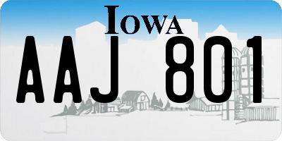 IA license plate AAJ801