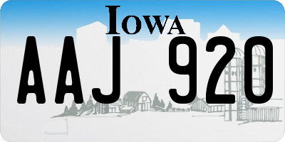 IA license plate AAJ920