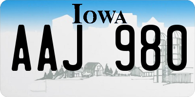 IA license plate AAJ980