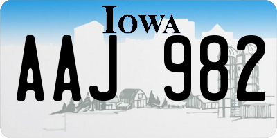 IA license plate AAJ982