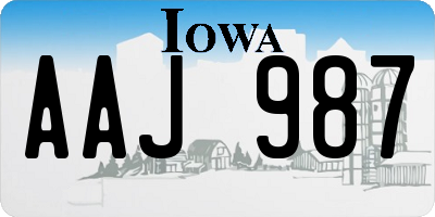 IA license plate AAJ987