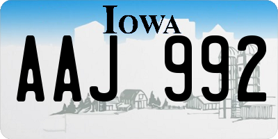 IA license plate AAJ992