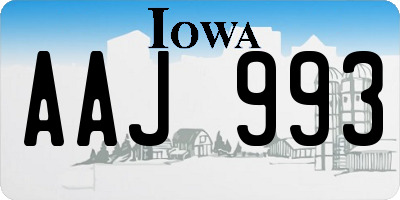 IA license plate AAJ993