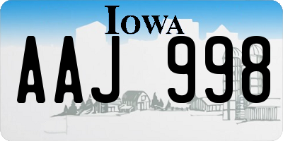 IA license plate AAJ998