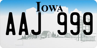 IA license plate AAJ999