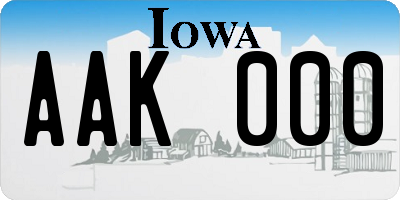 IA license plate AAK000