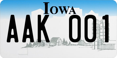 IA license plate AAK001