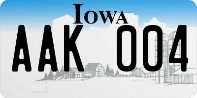 IA license plate AAK004