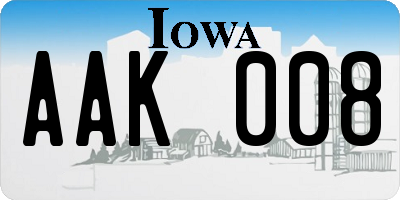 IA license plate AAK008