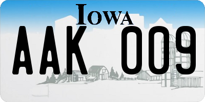 IA license plate AAK009