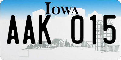IA license plate AAK015