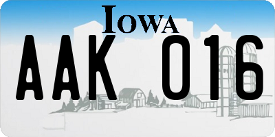 IA license plate AAK016