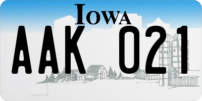 IA license plate AAK021