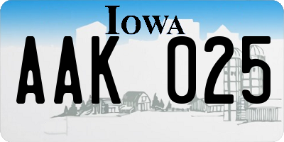 IA license plate AAK025