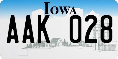 IA license plate AAK028