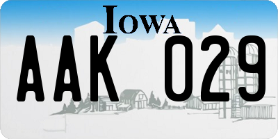 IA license plate AAK029