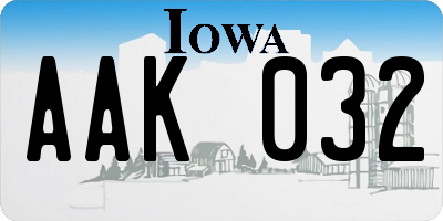 IA license plate AAK032