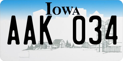 IA license plate AAK034