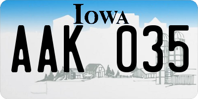 IA license plate AAK035