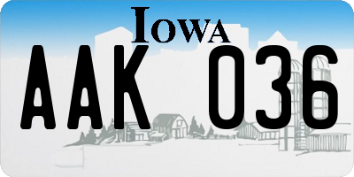 IA license plate AAK036