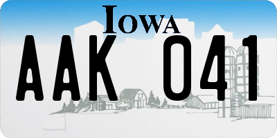 IA license plate AAK041