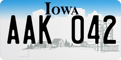 IA license plate AAK042