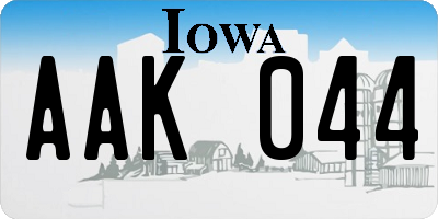 IA license plate AAK044