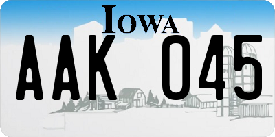 IA license plate AAK045