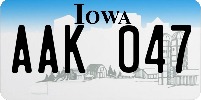 IA license plate AAK047