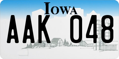 IA license plate AAK048